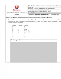 Resolver problemas usando estructuras de control selectivas y repetitivas. Página 1