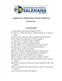 FINANZAS I CUESTIONARIO. Página 1