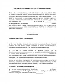 CONTRATO DE COMPRAVENTA CON RESERVA DE DOMINIO. Página 1