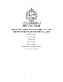 PROGRAMA DE ORIENTACIÓN SOBRE LA LEY DE SUBVENCION ESCOLAR PREFERENCIAL (SEP)