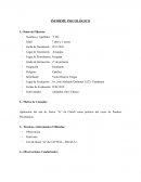 INFORME PSICOLÓGICO. Análisis e Interpretación de los resultados