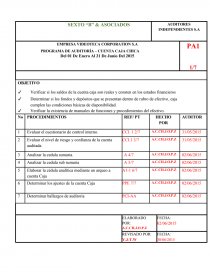 EMPRESA VIDEOTECA CORPORATION S.A PROGRAMA DE AUDITORÍA – CUENTA CAJA CHICA. Página 1