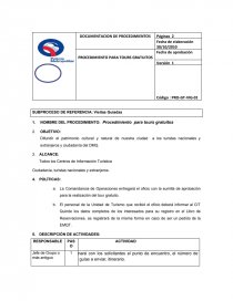 PROCEDIMIENTO PARA TOURS GRATUITOS. Página 1
