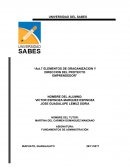 ELEMENTOS DE ORGANIZACION Y DIRECCION DEL PROYECTO EMPRENDEDOR