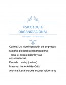 PSICOLOGIA ORGANIZACIONAL El estrés laboral y sus consecuencias