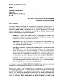 SOLICITUD DE AUTORIZACION PARA DESPIDO POR JUSTA CAUSA