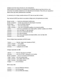 Códigos de errores mas comunes en una computadora. Página 1
