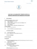GUIA PARA LA ELABORACIÓN Y PRESENTACIÓN DE LA DENUNCIA/PROTOCOLO DE TRABAJO DE TITULACIÓN
