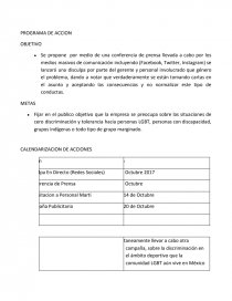 Plan de Relaciones Publicas. PROGRAMA DE ACCION. Página 1