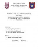 DETERMINACIÓN DEL VOLUMEN MÍNIMO DE LECTURA. OBSERVACIÓN DEL EFECTO MENISCO Y EVALUACIÓN DEL EFECTO ARRASTRE Y ACARREO