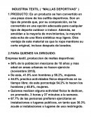 INDUSTRIA TEXTIL ( “MALLAS DEPORTIVAS” )