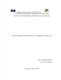 ROL DEL DOCENTE INVESTIGADOR EN EL PARADIGMA DEL SIGLO XXI. Página 1