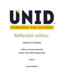 VALORES EN LO PERSONAL. Reflexión Crítica