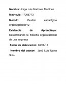 Evidencia de Aprendizaje: Desarrollando la filosofía organizacional de una empresa