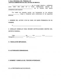 Formato de demanda administrativa en el estado de Mexico - Ensayos -  JSALVADORV