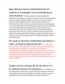 Relación de la administración y la curva ascendente