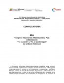 CONVOCATORIA Congreso Nacional de Alfabetización y Post Alfabetización “Yo, sí puedo” y “Yo, sí puedo seguir” de la Misión Robinson