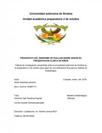 PRONOSTICO DEL SINDROME DE GUILLAIN BARRE SEGÚN SU PRESENTACION CLINICA EN NIÑOS. Página 1