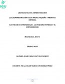 Actividad de aprendizaje La pequeña empresa y el emprendedor