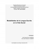 Taller: Modalidades de escritos comerciales y Modalidades de la Lengua Escrita en la Vida Social
