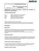 Explicaciones de paso de proceso “Control del inventario de refacciones y herramientas”