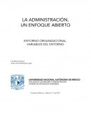 LA ADMINISTRACIÓN, UN ENFOQUE ABIERTO ENTORNO ORGANIZACIONAL, VARIABLES DEL ENTORNO