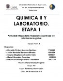 Actividad Integradora: Reacciones químicas y el calentamiento global