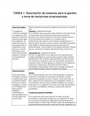 Descripción de sistemas para la gestión y toma de decisiones empresariales