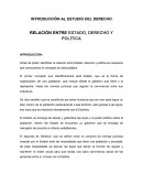 INTRODUCCIÓN AL ESTUDIO DEL DERECHO RELACIÓN ENTRE ESTADO, DERECHO Y POLÍTICA