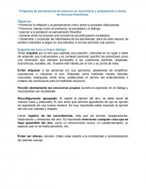Programa de permanencia de alumnos en secundaria y preparatoria a través de técnicas filosóficas. Página 1