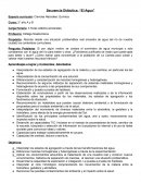 Secuencia Didáctica: “El Agua” Espacio curricular: Ciencias Naturales: Química