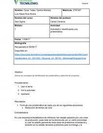 Seis Sigma Actividad 4: Identificando una problemática. Página 1