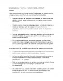 CONSECUENCIAS POSITIVAS Y NEGATIVAS DEL INTERNET