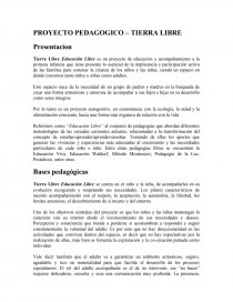 PROYECTO PEDAGOGICO – TIERRA LIBRE. Página 1