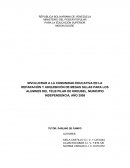 INVOLUCRAR A LA COMUNIDAD EDUCATIVA EN LA REPARACIÓN Y ADQUISICIÓN DE MESAS SILLAS PARA LOS ALUMNOS DEL TELB PILAR DE KREUBEL, MUNICIPIO INDEPENDENCIA, AÑO 2008