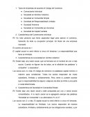 Tipos de empresas de acuerdo el Código de Comercio