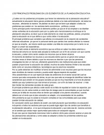 LOS PRINCIPALES PROBLEMAS EN LOS ELEMENTOS DE LA PLANEACIÓN EDUCATIVA. Página 1