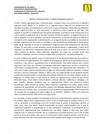 SÍNTESIS “ORGANIZACIÓN Y TEORÍAS ORGANIZACIONALES”. Página 1