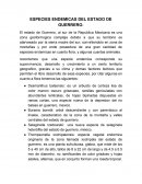 ESPECIES ENDÉMICAS DEL ESTADO DE GUERRERO