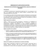 MEMORANDO DE PLANIFICACIÓN DE AUDITORIA La EMPRESA DE SERVICIOS DE TRANSPORTES IMBOLPACK S.R.L