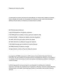 PROGRAMAS DE MEJORA DE CALIDAD. Página 1