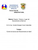 Trabajo: “Control de lectura del Renacimiento en Italia”