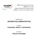 MATEMÁTICAS ADMINISTRATIVAS. FUNCIONES, LÍMITES Y CONTINUIDAD