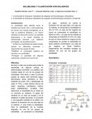 SOLUBILIDAD Y CLASIFICACIÓN POR SOLVENTES