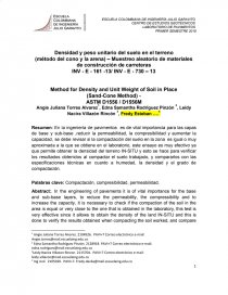Densidad y peso unitario del suelo en el terreno. Página 1