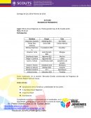 Reunión Rover Scout: Acta con resumen de clanes, asamblea regional y programa