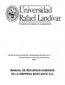 MANUAL DE RECURSOS HUMANOS DE LA EMPRESA BIOPLASTIC S.A.