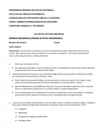 NORMAS PERSONALES (CÓDIGO DE ÉTICA PROFESIONAL). Página 1