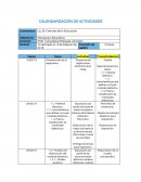 CALENDARIZACIÓN DE ACTIVIDADES