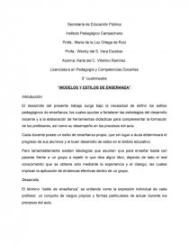 Modelos y estilos de enseñanza. Página 1